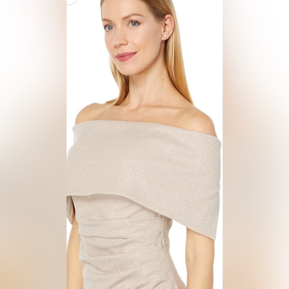 NWT Vince Camuto Off-The-Shoulder Dress with Collar: Champagne sz4 - Picture 4 of 4